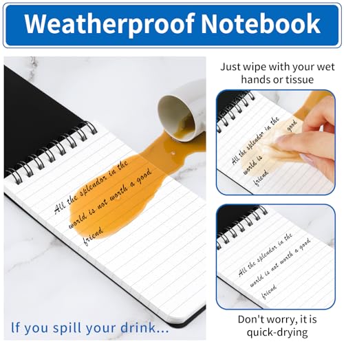 COIDEA 3 Pack Waterproof Notebook, 3 x 5 Pocket Notepad, All Weather Small Pocket Notebook Paper, Mini Spiral Notepad Police Notepad 100 Lined Pages for Outdoor Office - Image 3