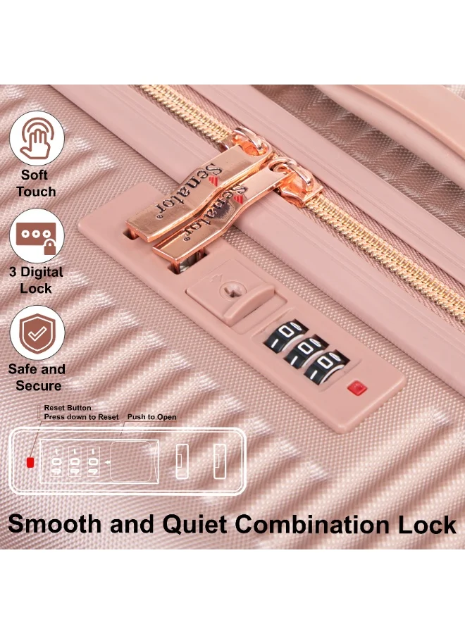 Senator Rose Gold Hard Case Extra Large Checked Luggage Trolley For Unisex ABS Lightweight 4 Double Wheeled Suitcase With Built In TSA Type Lock A5123 Rose Gold  | Best Price UAE