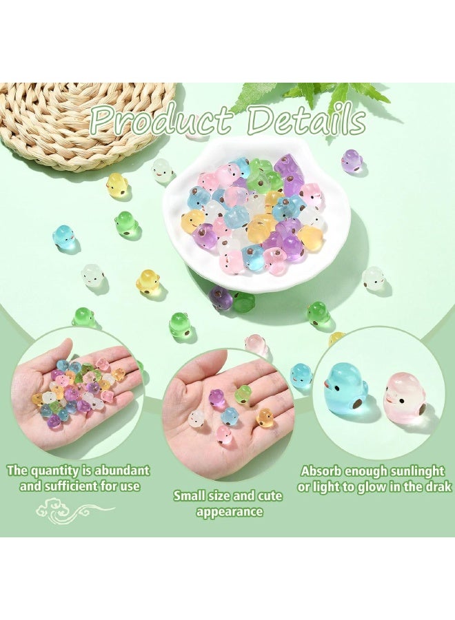 60 Pcs Luminous Tiny Resin Chicks, 6 Colors, Mini Resin Chick Glow in The Dark, Chicken Miniature Ornaments for Miniature Decoration, Garden Aquarium Potted, Garden Dollhouse, Cake Decoration, DIY Slime Kit, Craft Charms Party Toys - Image 3