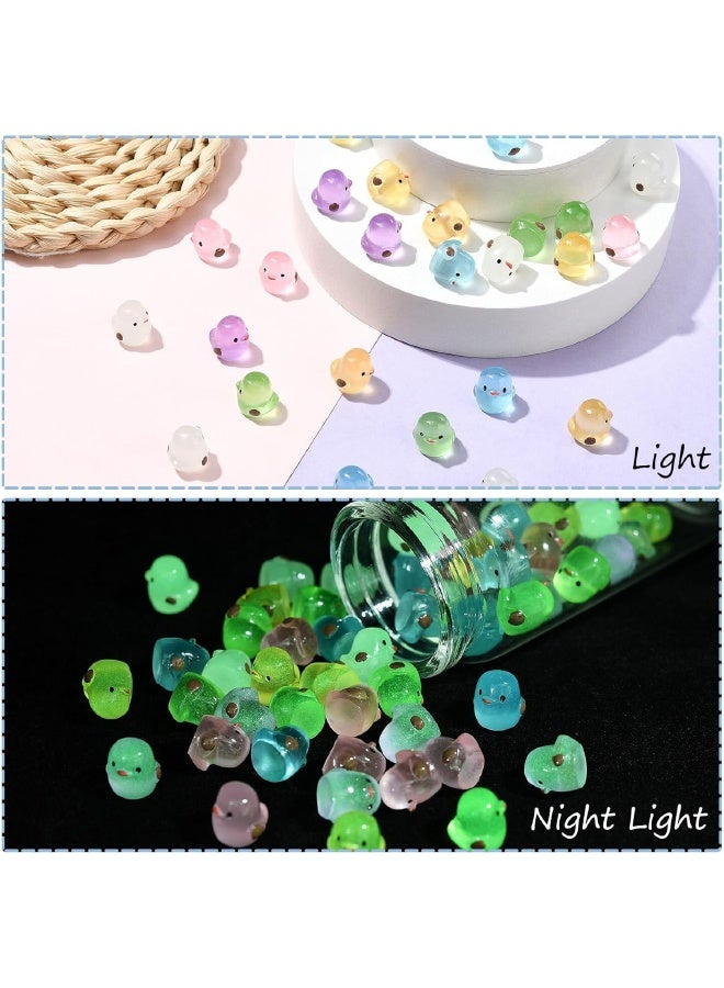 60 Pcs Luminous Tiny Resin Chicks, 6 Colors, Mini Resin Chick Glow in The Dark, Chicken Miniature Ornaments for Miniature Decoration, Garden Aquarium Potted, Garden Dollhouse, Cake Decoration, DIY Slime Kit, Craft Charms Party Toys - Image 4
