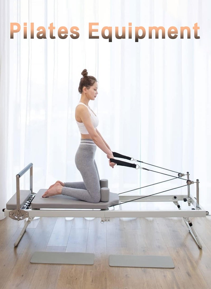 LEOKOR Pilates Reformer, Foldable Reformer Pilates Machine, Yoga Pilates Core Bed for Home and Gym Use, with Dual Resistance Springs and Cords, Pilates Equipment for Home Workouts with Jump Board Grey  - Image 4