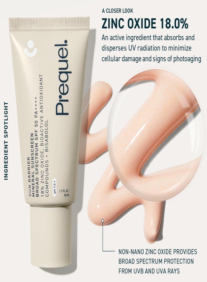 Prequel Skin Sun Barrier Mineral Sunscreen SPF 50. PA++++ Broad Spectrum Zinc Oxide Sunblock with Semi-Transparent Lightweight Texture. Moisturizing UV Defense for Face. Travel Size, 1.7oz - Image 3