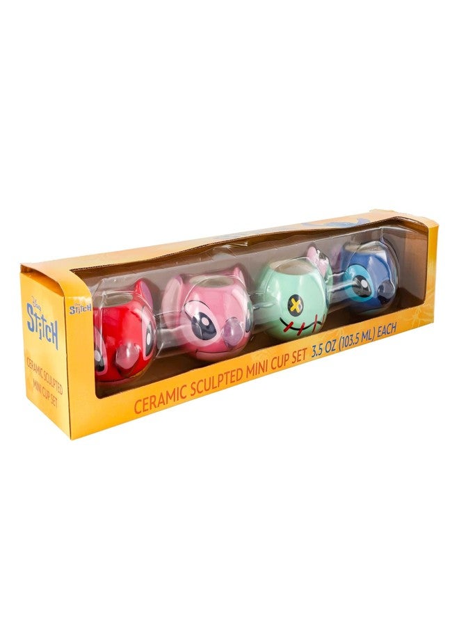 Silver Buffalo Disney Lilo and Stitch 4 Piece Sculpted Ceramic Mini Mug Set Featuring Angel, Stitch, Scrump, and Leroy, 3.5 Ounces - Image 2
