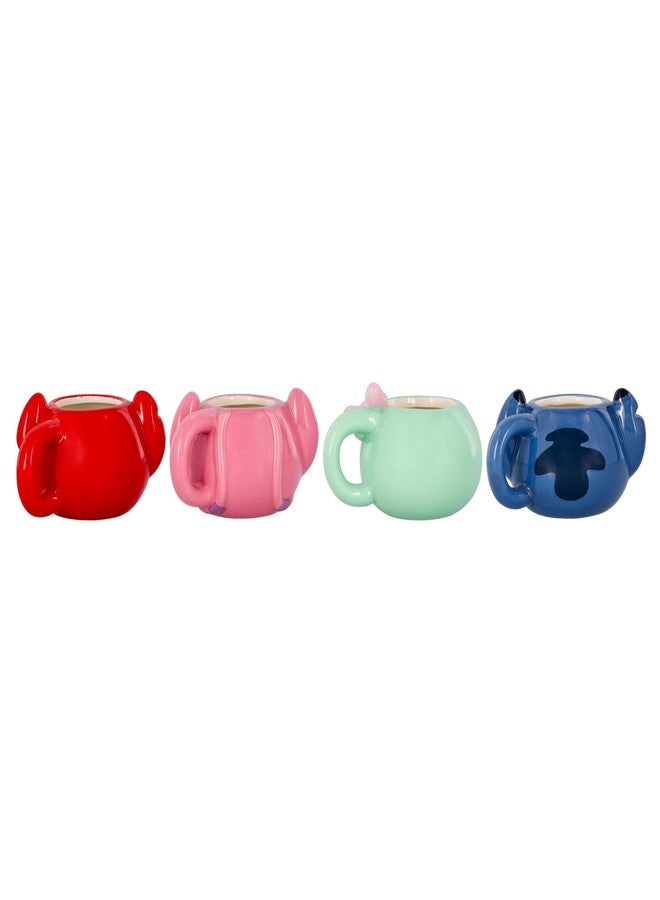 Silver Buffalo Disney Lilo and Stitch 4 Piece Sculpted Ceramic Mini Mug Set Featuring Angel, Stitch, Scrump, and Leroy, 3.5 Ounces - Image 3