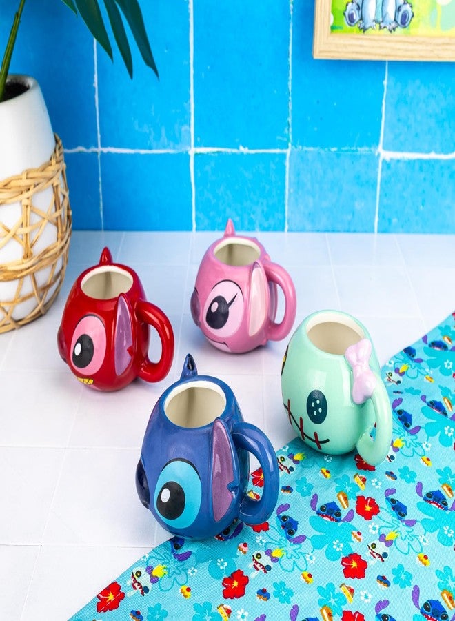 Silver Buffalo Disney Lilo and Stitch 4 Piece Sculpted Ceramic Mini Mug Set Featuring Angel, Stitch, Scrump, and Leroy, 3.5 Ounces - Image 5