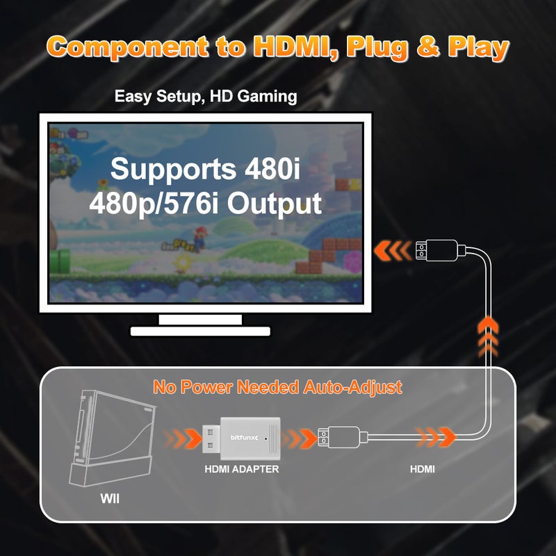 BitFunx محول فيديو عالي الدقة HDMI لجهاز Wii ميني - محول ألعاب ريترو - Image 4