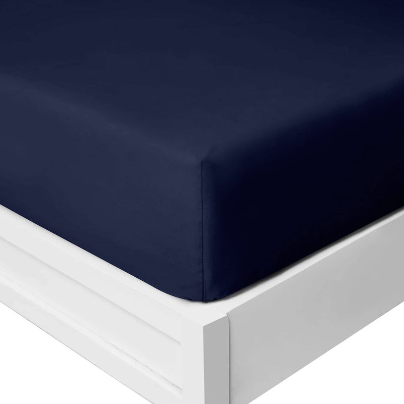 Yorkshire Bedding 25 Cm Fitted Bed Sheets  Super Soft Deep Fitted Sheet Brushed Microfibre Anti Wrinkle Bedsheet Breathable  Fade Resistant Navy Single