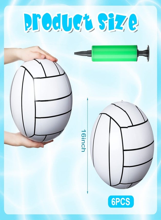 Zhanmai 6 Pack Inflatable Volleyball 16 Inch Blow up Beach Ball Large Sport Pool Ball with Pump for Adults Teens Gift Summer Outdoor Party Decorations - Image 4