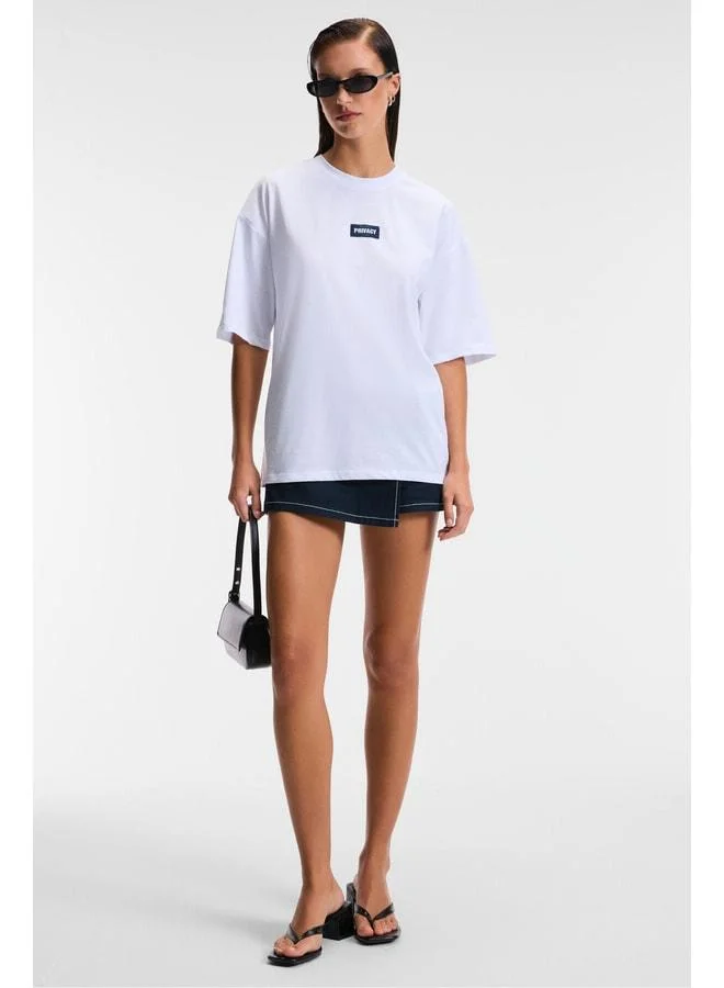 Ethiquet ZEYLINA Women's 100% Cotton Printed Regular Fit Short Sleeve Crew Neck White T-Shirt.