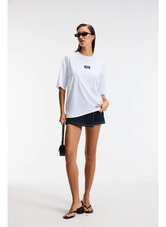 Ethiquet ZEYLINA Women's 100% Cotton Printed Regular Fit Short Sleeve Crew Neck White T-Shirt.