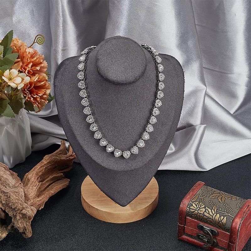 SOFPLATE 1 Box 15.83 Inch/40.2cm Silver Diamond Necklace Tennis Crystal Tennis Chain Heart Shine Cubic Zirconia Glass Rhinestone Iced Out Layered Alloy Necklace for Party Prom Gifts Costumes DIY Decor - Image 3