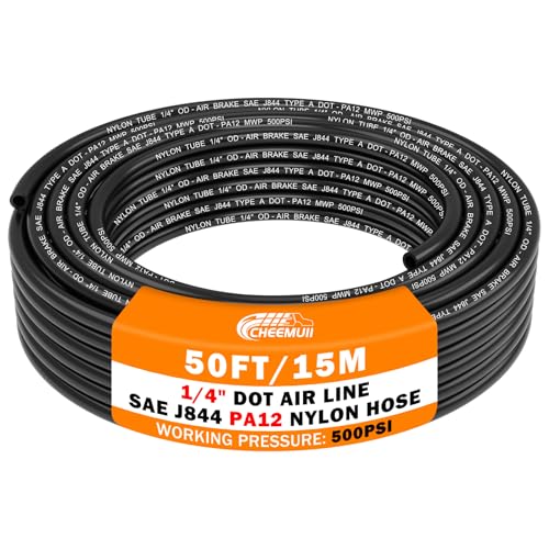 CheeMuii 50 FT 1/4 Pneumatic Tubing 1/4" PA12 Nylon DOT Air Line SAE J844 DOT Air Hose 15.3 Meter 1/4 Inch OD Pneumatic Air Tubing Pipe Hose Line - Image 1