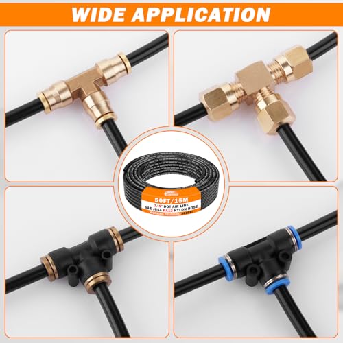 CheeMuii 50 FT 1/4 Pneumatic Tubing 1/4" PA12 Nylon DOT Air Line SAE J844 DOT Air Hose 15.3 Meter 1/4 Inch OD Pneumatic Air Tubing Pipe Hose Line - Image 5
