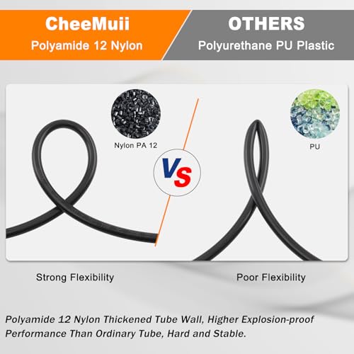CheeMuii 50 FT 1/4 Pneumatic Tubing 1/4" PA12 Nylon DOT Air Line SAE J844 DOT Air Hose 15.3 Meter 1/4 Inch OD Pneumatic Air Tubing Pipe Hose Line - Image 4
