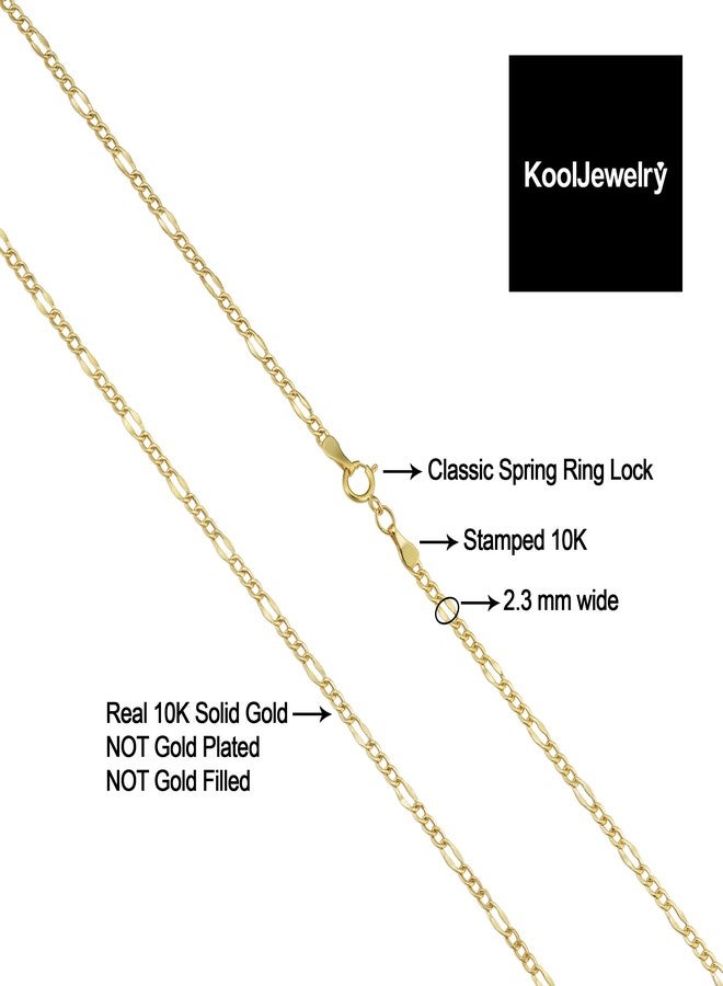 Kooljewelry 10k Yellow Gold Figaro Link Anklet for Women (2.3 mm, 9 inch) - Image 2