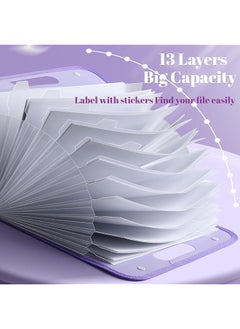 erorex 13 Pockets Expanding File Folder With Handle A4 Letter Size Portable Accordian File Organizer Document Folder With Handle Expandable Plastic Document Organizer For School Office Home  - Image 3