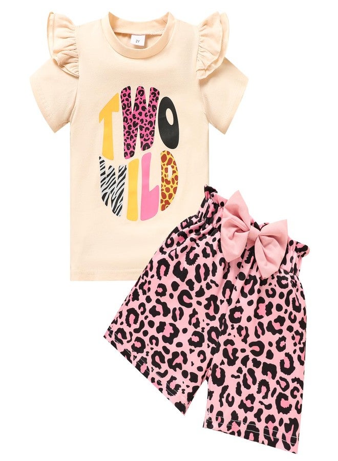 Viworld Baby Girl Two Birthday Outfits Ruffle Sleeve Wild Two Top + Strawberry Shorts Set Cake Smash Summer Clothes - Image 1