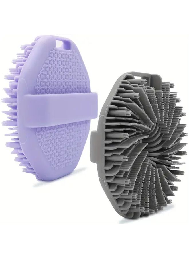 2 Pack Silicone Body Scrubber Black Green Exfoliating Shower Brush Ergonomic Handle Manual Skincare Tool - Image 1