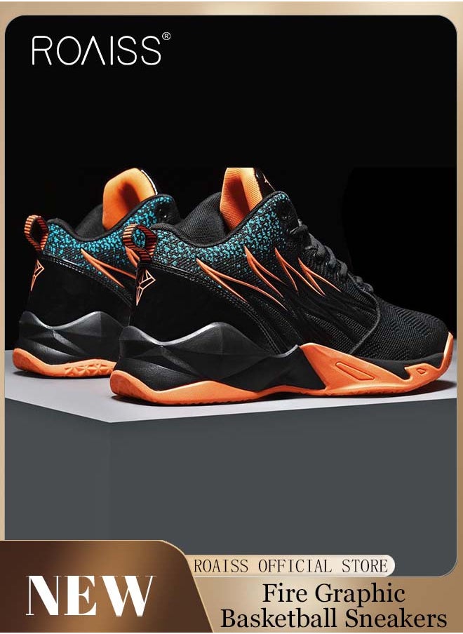 roaiss - Men's Breathable Mid-top Running & Basketball Shoes Fashion High Top Outdoor Non Slip Breathable Cushioning Sneakers Sports for Running Tennis Fitness Colorblock Sneakers - Image 1