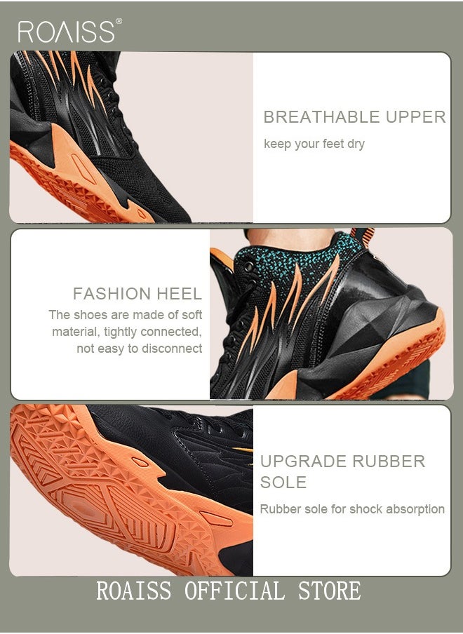 roaiss - Men's Breathable Mid-top Running & Basketball Shoes Fashion High Top Outdoor Non Slip Breathable Cushioning Sneakers Sports for Running Tennis Fitness Colorblock Sneakers - Image 1