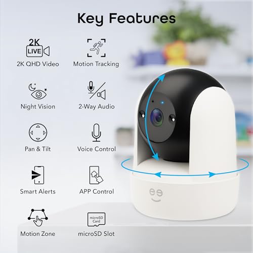 Geeni Orbit 3MP Smart PTZ Security Camera – 2K HD Indoor Security Camera with Auto-Follow Motion Tracking, Pan, Tilt, & Digital Zoom, 8m Night Vision, & 2-Way Audio - Image 2