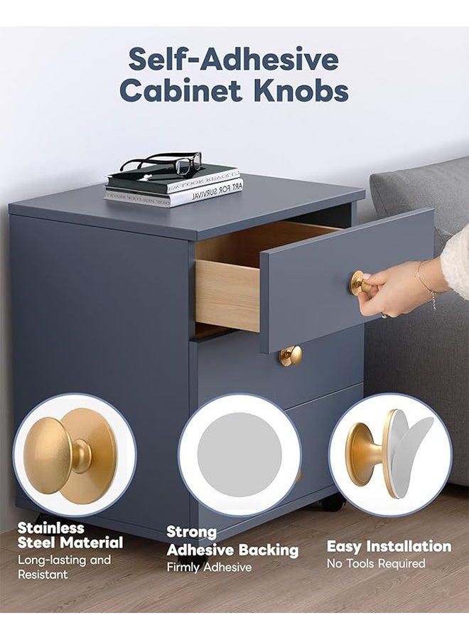 YJ Set of 5 Self-Adhesive Cabinet Knobs, No-Drill Self-Adhesive Drawer Knobs, Stick-On Kitchen Cabinet Stainless Steel Handles Suitable for Windows, Wardrobes, Dressers, Cabinets, Closets (5, Vintage Gold) - Image 4