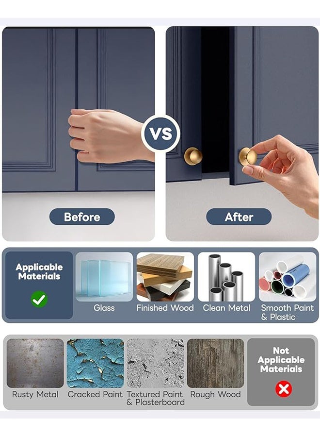 YJ Set of 5 Self-Adhesive Cabinet Knobs, No-Drill Self-Adhesive Drawer Knobs, Stick-On Kitchen Cabinet Stainless Steel Handles Suitable for Windows, Wardrobes, Dressers, Cabinets, Closets (5, Vintage Gold) - Image 5
