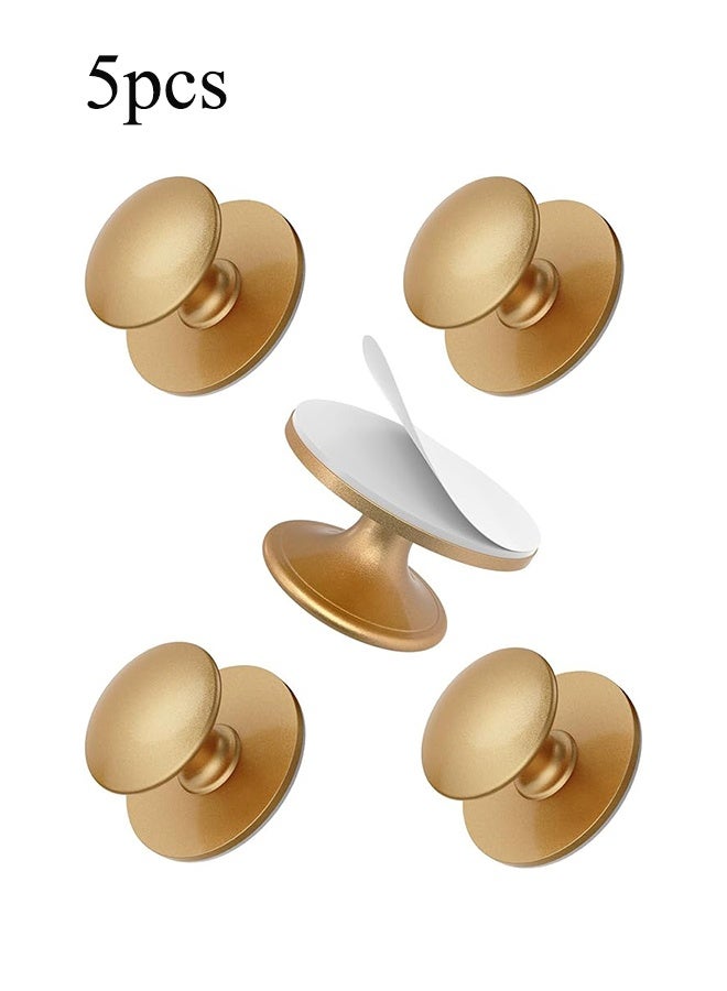 YJ Set of 5 Self-Adhesive Cabinet Knobs, No-Drill Self-Adhesive Drawer Knobs, Stick-On Kitchen Cabinet Stainless Steel Handles Suitable for Windows, Wardrobes, Dressers, Cabinets, Closets (5, Vintage Gold) - Image 1