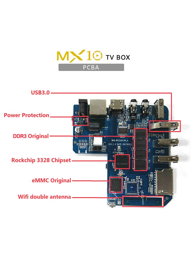 Generic - MX10 Smart Android 9.0 TV Box RK3328 4K VP9 H.265 HDR10 USB3.0 4GB / 32GB DLNA Miracast WiFi LAN HD Media Player UK Plug - Image 1