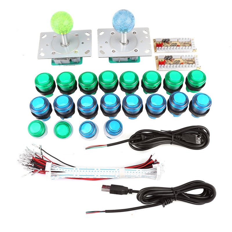 20 DIY LED Illuminated Arcade Game Buttons   2 Joysticks   2 USB Encoder Kit Game Parts Set - Image 1