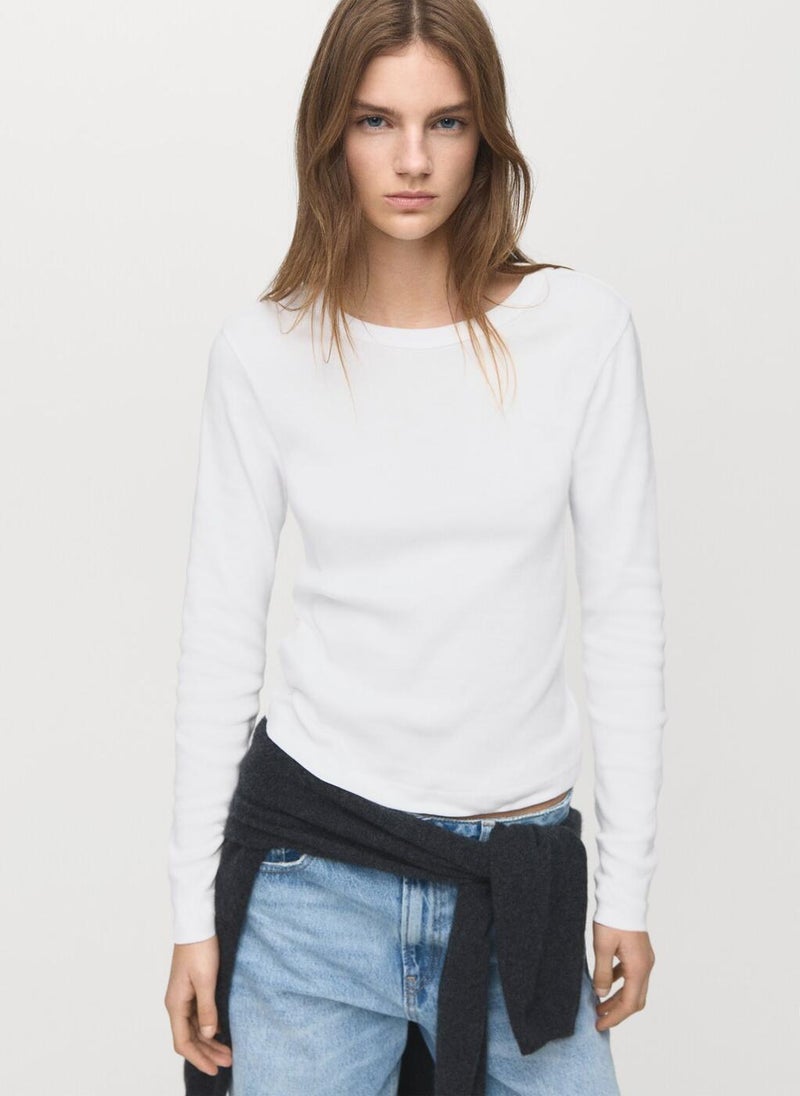 MANGO Long sleeve cotton t-shirt - Image 1