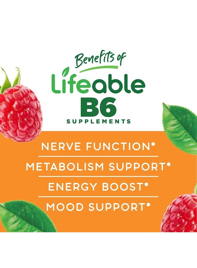 Lifeable Vitamin B6 100mg - Great Tasting Natural Flavor Gummy Supplement Vitamins - Non-GMO Gluten Free Vegan Chewable B 6 - for Nerve Function Support - for Adults Men Women Kids - 60 Gummies - Image 3