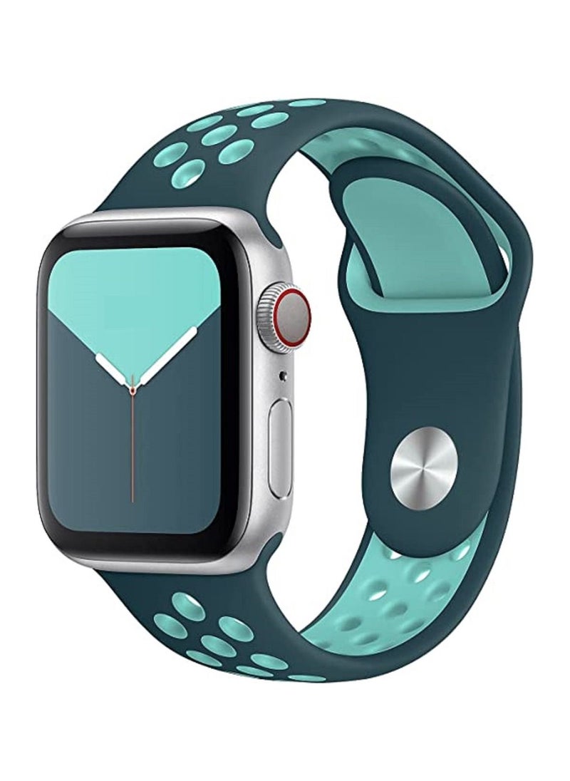 Generic - Compatible with Apple Watch Band 45mm 44mm 42mm 49mm ,Soft Silicone Sport Breathable Replacement Band Compatible for Apple Watch SE iWatch Series 7 8 6 5 4 3 2 1 ultra, (Turquoise/Green) - Image 1