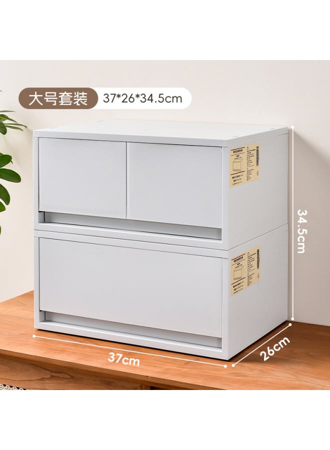 Quner Style Desktop Storage Box Cosmetic File Storage Household Sundries Storage Container Multi-layer Compartment Dustproof Drawer - Image 1