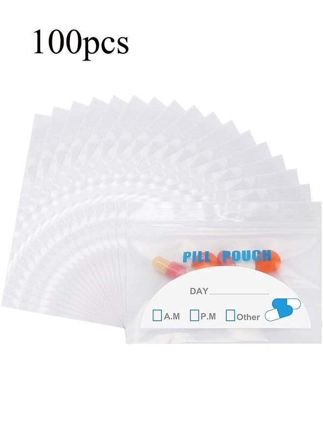 واي جيه 100 عبوة حقائب الجيب -(4"X 2.75") سمك 6 ميل، حقيبة بلاستيكية محمولة تحمل الفيتامينات، المكملات، الأدوية، وتخزين الفيتامينات - Image 1