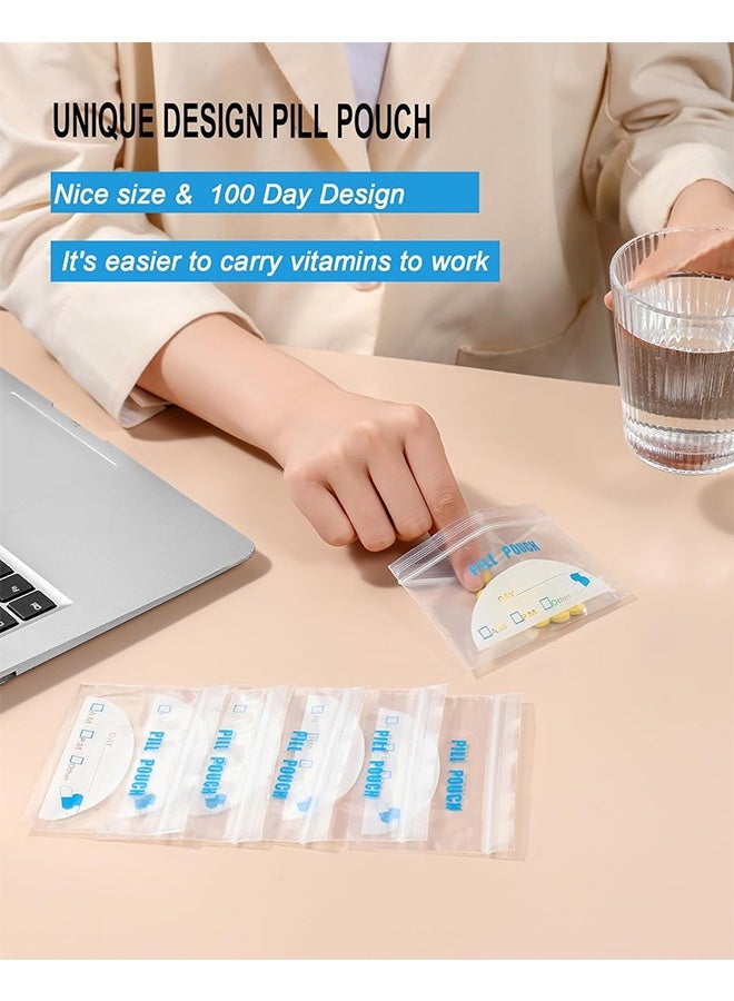 واي جيه 100 عبوة حقائب الجيب -(4"X 2.75") سمك 6 ميل، حقيبة بلاستيكية محمولة تحمل الفيتامينات، المكملات، الأدوية، وتخزين الفيتامينات - Image 3