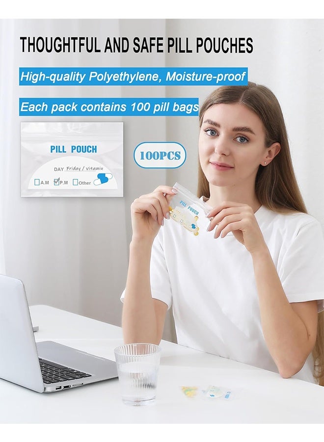 واي جيه 100 عبوة حقائب الجيب -(4"X 2.75") سمك 6 ميل، حقيبة بلاستيكية محمولة تحمل الفيتامينات، المكملات، الأدوية، وتخزين الفيتامينات - Image 5