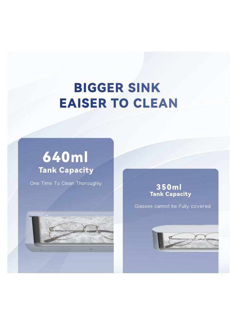 Zikra Ultrasonic Cleaner, Jewellery Cleaner Machine, 40W 640ML Portable Household Professional Ultrasonic Eyeglasses Cleaning Machine with Timer, Denture Cleaner, for Glasses Metal (British regulatory) - Image 3