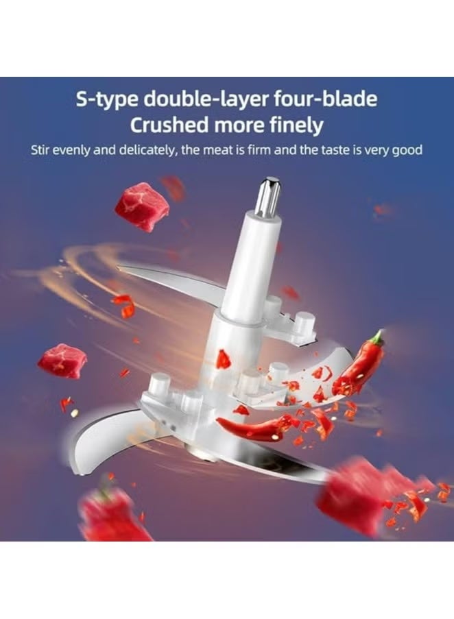 MOSH Mini Electric Meat Grinder with Stainless Steel Bowl, Small Mixer with 2 Speed Levels and 4 Stainless Steel Blades 300W 3.8L - Image 2