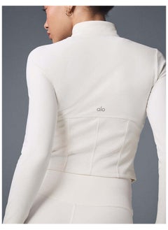 alo Alo Yoga Sport Coat Short Sleeve Tight-Fitting Crop Top with Waist-Hugging Design, Zipper Stand Collar, Tight-Fitting for Women, Fitness and Sports Use  - Image 3