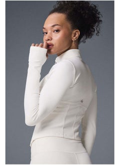 alo Alo Yoga Sport Coat Short Sleeve Tight-Fitting Crop Top with Waist-Hugging Design, Zipper Stand Collar, Tight-Fitting for Women, Fitness and Sports Use  - Image 2