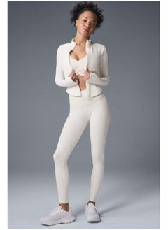 alo Alo Yoga Sport Coat Short Sleeve Tight-Fitting Crop Top with Waist-Hugging Design, Zipper Stand Collar, Tight-Fitting for Women, Fitness and Sports Use  - Image 4