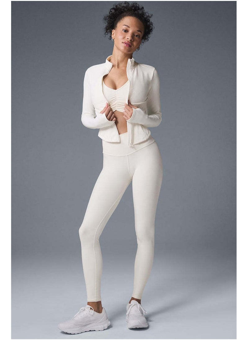 alo - Alo Yoga Sport Coat Short Sleeve Tight-Fitting Crop Top with Waist-Hugging Design, Zipper Stand Collar, Tight-Fitting for Women, Fitness and Sports Use - Image 1