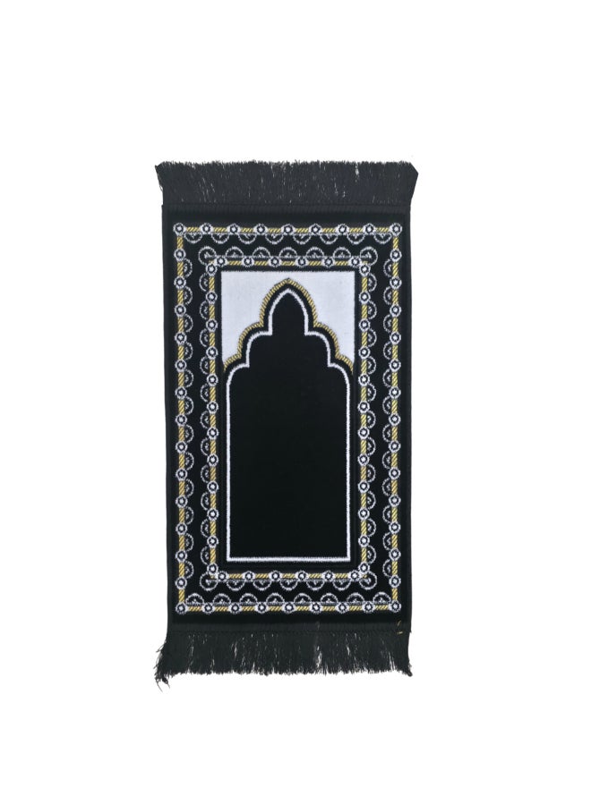 ريف سجادة صلاة إسلامية بتصميم بإطار منقط بجودة ممتازة أسود وأبيض 35 x 60 سم SP MIDI 35X60S100821BL - Image 1