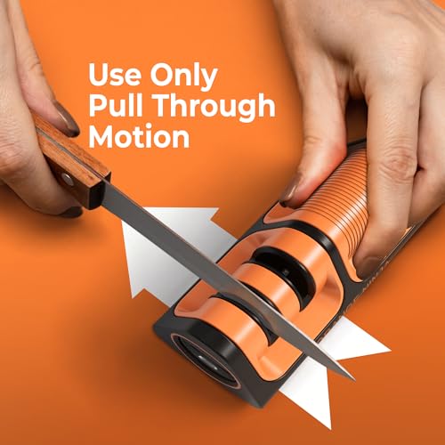 Sharp Pebble Orange Ninja Mini Knife Sharpener - Coarse & Fine Blade Sharpener, Sharpening System- Knife Sharpeners for Kitchen Knives, Pocket Kitchen Knives Sharpeners with Bottle Opener & Fridge Attachment - Image 4