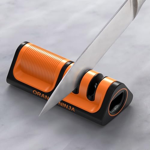 Sharp Pebble Orange Ninja Mini Knife Sharpener - Coarse & Fine Blade Sharpener, Sharpening System- Knife Sharpeners for Kitchen Knives, Pocket Kitchen Knives Sharpeners with Bottle Opener & Fridge Attachment - Image 3