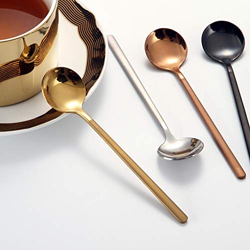 LINWIN 8 Pcs Coffee Spoons Teaspoons 5.3-Inch Matte Frosted Handle Stainless Steel Espresso Spoons for Coffee Ice Cream Sugar Dessert Cake Soup - Image 5