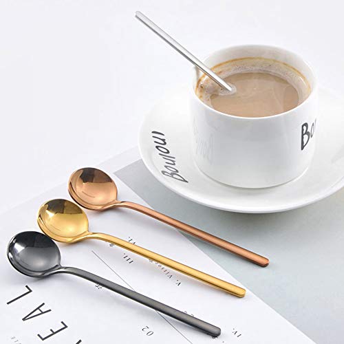 LINWIN 8 Pcs Coffee Spoons Teaspoons 5.3-Inch Matte Frosted Handle Stainless Steel Espresso Spoons for Coffee Ice Cream Sugar Dessert Cake Soup - Image 3