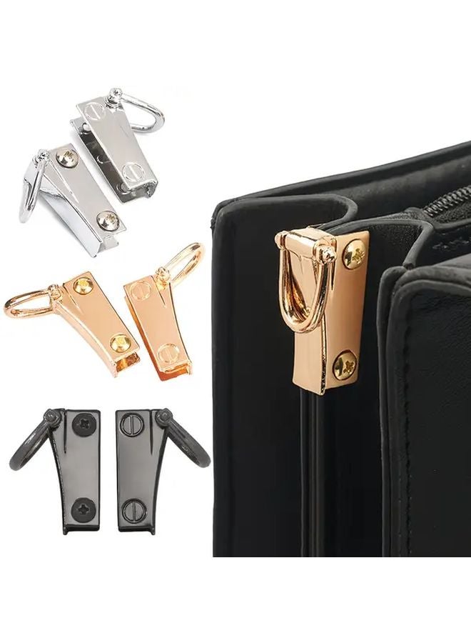 Gun Black 2pcs Side Pocket Hooks With D Rings For Handbag Strap Connectors And DIY Wallet Making - Image 1