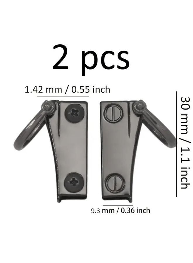 Gun Black 2pcs Side Pocket Hooks With D Rings For Handbag Strap Connectors And DIY Wallet Making - Image 2